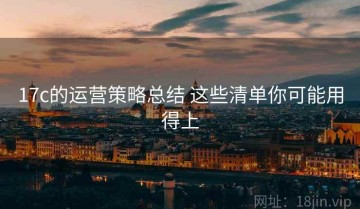 17c的运营策略总结 这些清单你可能用得上