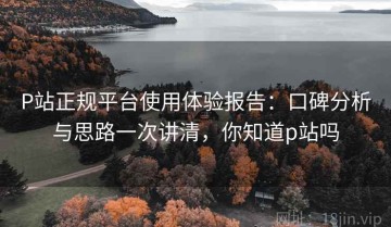 P站正规平台使用体验报告：口碑分析与思路一次讲清，你知道p站吗